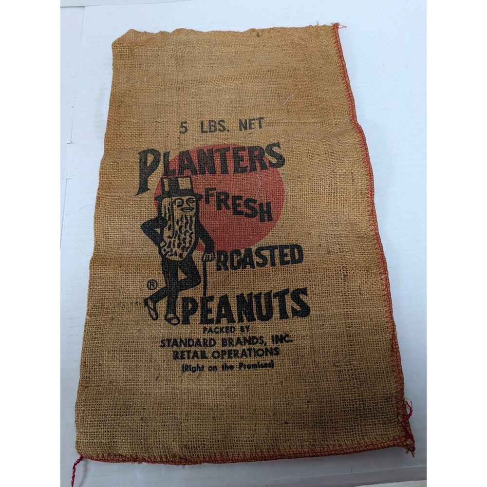 5 Lbs Planters Peanuts Burlap Bag Vintage